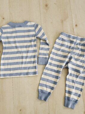 Hanna Andersson Striped Organic Cotton Pajama Blue White Stripe Set Size 2T